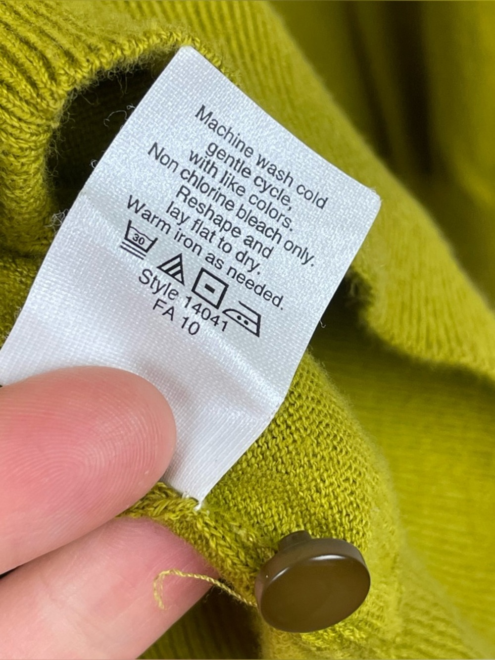 J. Crew Women's Large Chartreuse 3/4 Sleeve Button Front 100% Cotton Cardigan - Picture 11 of 16